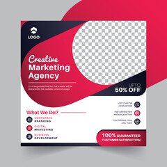 Digital marketing Agency social media post web banner with red shape