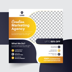 Digital marketing Agency social media post web banner with yellow shape