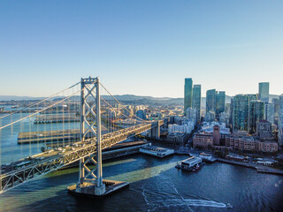 Obraz na płótnie Canvas Aerial Drone Bay Bridge San Francisco