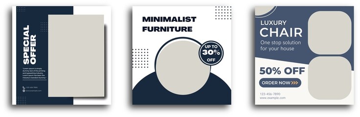 Creative furniture sale banner or social media post template