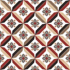 Seamless background image of vintage diamond geometry flower pattern.