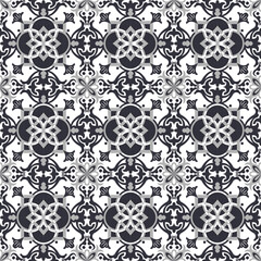 Seamless background image of vintage gray tone round square cross kaleidoscope.