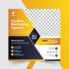 Digital marketing Agency social media post web banner with yellow shape