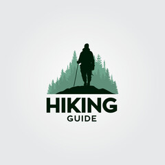 A man hiking adventure logo vector illustration symbol art