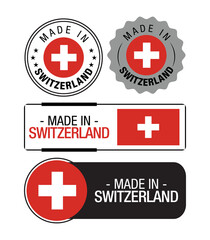 Set of Made in Switzerland labels, logo, Switzerland flag, Switzerland Product Emblem. Vector illustration