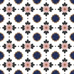 Seamless background image of vintage pink flower leaf geometry kaleidoscope pattern.