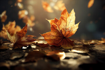 Naklejka na ściany i meble Magic autumn background with leaves