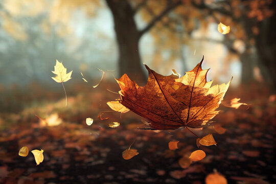 Magic autumn background with leaves