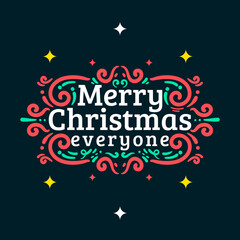 Merry Christmas Lettering and Ornament