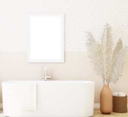 Fototapeta premium Bathroom frame mockup in boho style