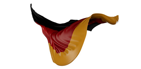 Germany flag background with cloth texture. Realistic Flag of Germany on the wavy surface of fabric.