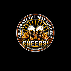 simple logo of a person holding a glass of beer for a symbol or icon