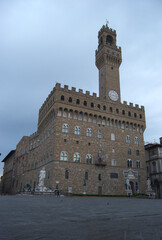 Florence, Italy: a view of piazza della Signoria, Palazzo Vecchio and il Biancone (Neptune Fountain)