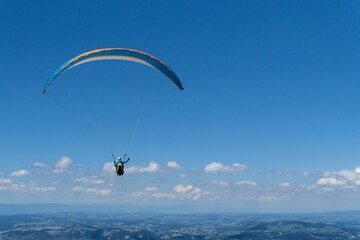 Beautiful shot of a paraglider in the sky over the Evian-Les-Bains, France