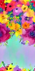 This watercolor flower bouquet is gorgeous! The flowers are a mix of shades of pink and purple, and they're all in full bloom. Each flower is so intricately detailed that it looks almost realistic. Th