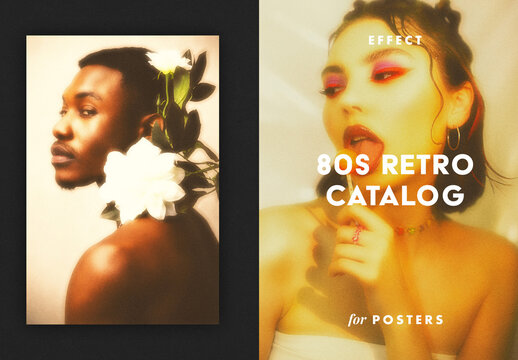 Retro Catalog Poster Photo Effect Mockup