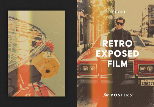 Exposed Film Poster Photo Effect Mockup