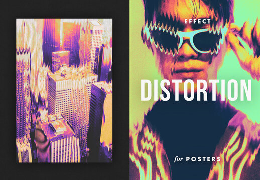 Grain Distortion Poster Photo Effect Mockup