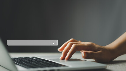 Searching Browsing Internet Data Information with blank search bar.SearchEngine Optimization SEO...