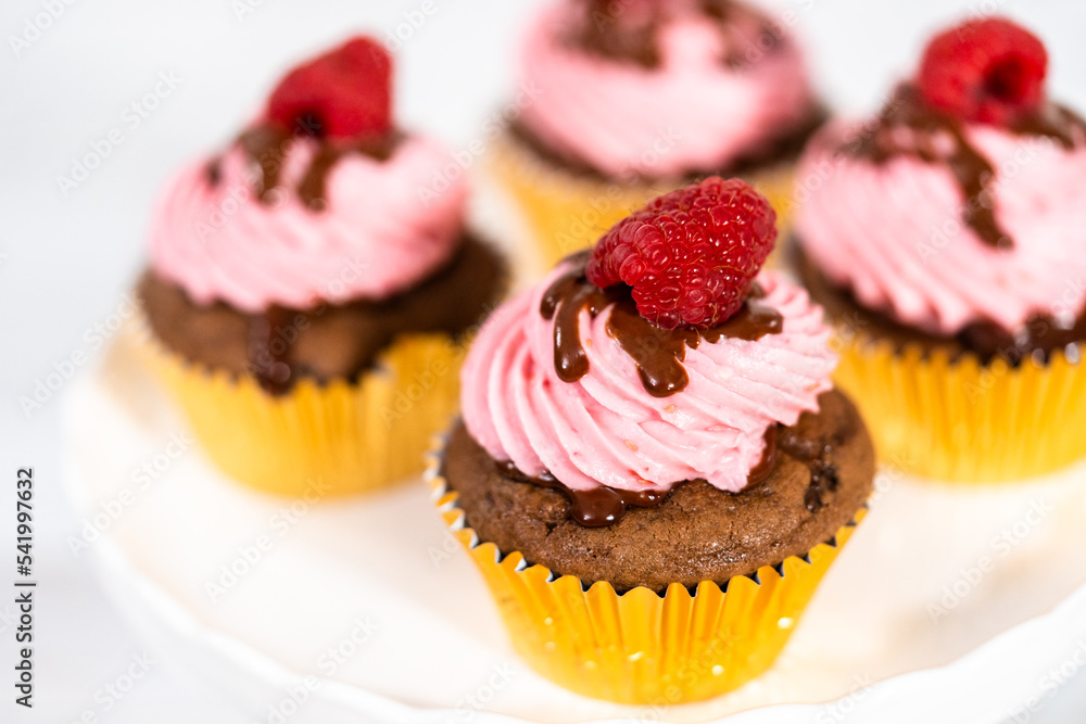 Sticker Chocolate raspberry cupcakes