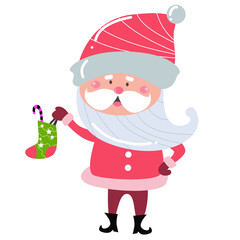 Cute Santa Claus cartoon on white background perfect for Christmas cards.