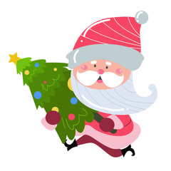 Cute Santa Claus cartoon on white background perfect for Christmas cards.