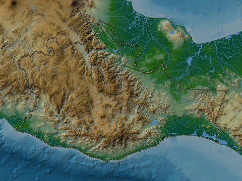 Oaxaca, Mexico. Physical. No legend