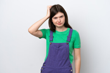 Young Russian woman isolated on blue background with an expression of frustration and not...