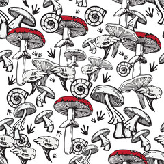 seamless pattern  mushrooms