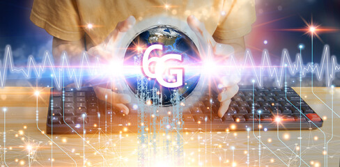 6G network concept, high speed mobile internet New age network, business concept, modern technology internet and networ