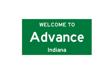Advance, Indiana, USA. City limit sign on transparent background. 