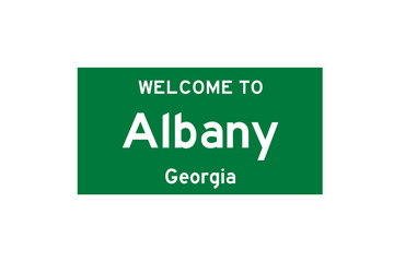 Albany, Georgia, USA. City limit sign on transparent background.  - obrazy, fototapety, plakaty