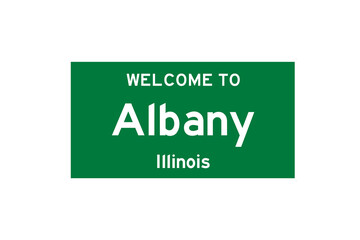 Albany, Illinois, USA. City limit sign on transparent background. 