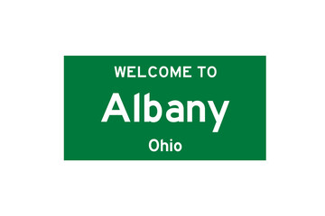 Albany, Ohio, USA. City limit sign on transparent background. 