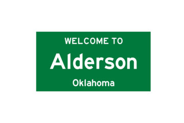 Alderson, Oklahoma, USA. City limit sign on transparent background. 