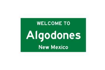 Algodones, New Mexico, USA. City limit sign on transparent background. 