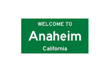 Anaheim, California, USA. City limit sign on transparent background. 