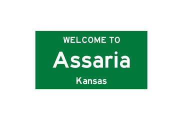 Assaria, Kansas, USA. City limit sign on transparent background. 