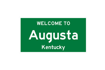 Augusta, Kentucky, USA. City limit sign on transparent background. 