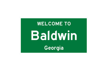 Baldwin, Georgia, USA. City limit sign on transparent background. 