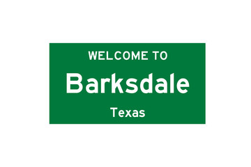 Barksdale, Texas, USA. City limit sign on transparent background. 