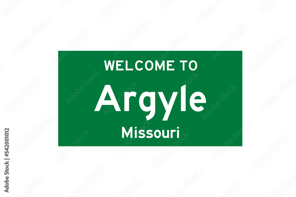 Wall mural argyle, missouri, usa. city limit sign on transparent background.