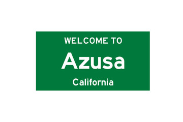 Azusa, California, USA. City limit sign on transparent background. 