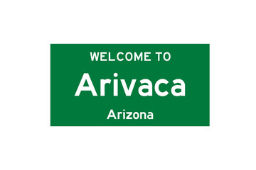Arivaca, Arizona, USA. City limit sign on transparent background. 
