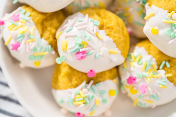 Fototapeta na wymiar Easter Lemon Cookies with White Chocolate