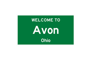 Avon, Ohio, USA. City limit sign on transparent background. 