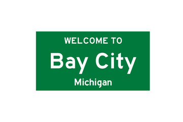 Bay City, Michigan, USA. City limit sign on transparent background. 