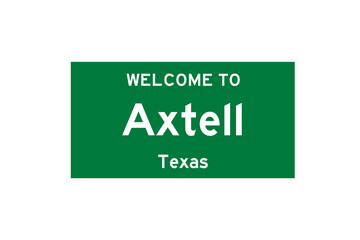 Axtell, Texas, USA. City limit sign on transparent background. 