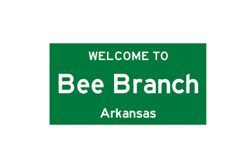 Bee Branch, Arkansas, USA. City limit sign on transparent background. 