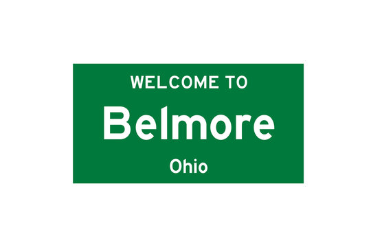 Belmore, Ohio, USA. City limit sign on transparent background. 